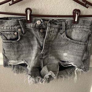 Grey free people jean shorts